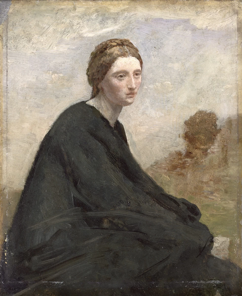 Jean - Baptiste, Camille Corot, 203, Sinnendes Mädchen La ragazza meditabonda, c.1857, Hamburger Kunsthalle